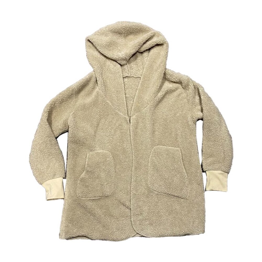 3/$10 Teddy Fleece Hooded Cardigan Cottagecore Cozy Comfort Oversized Small